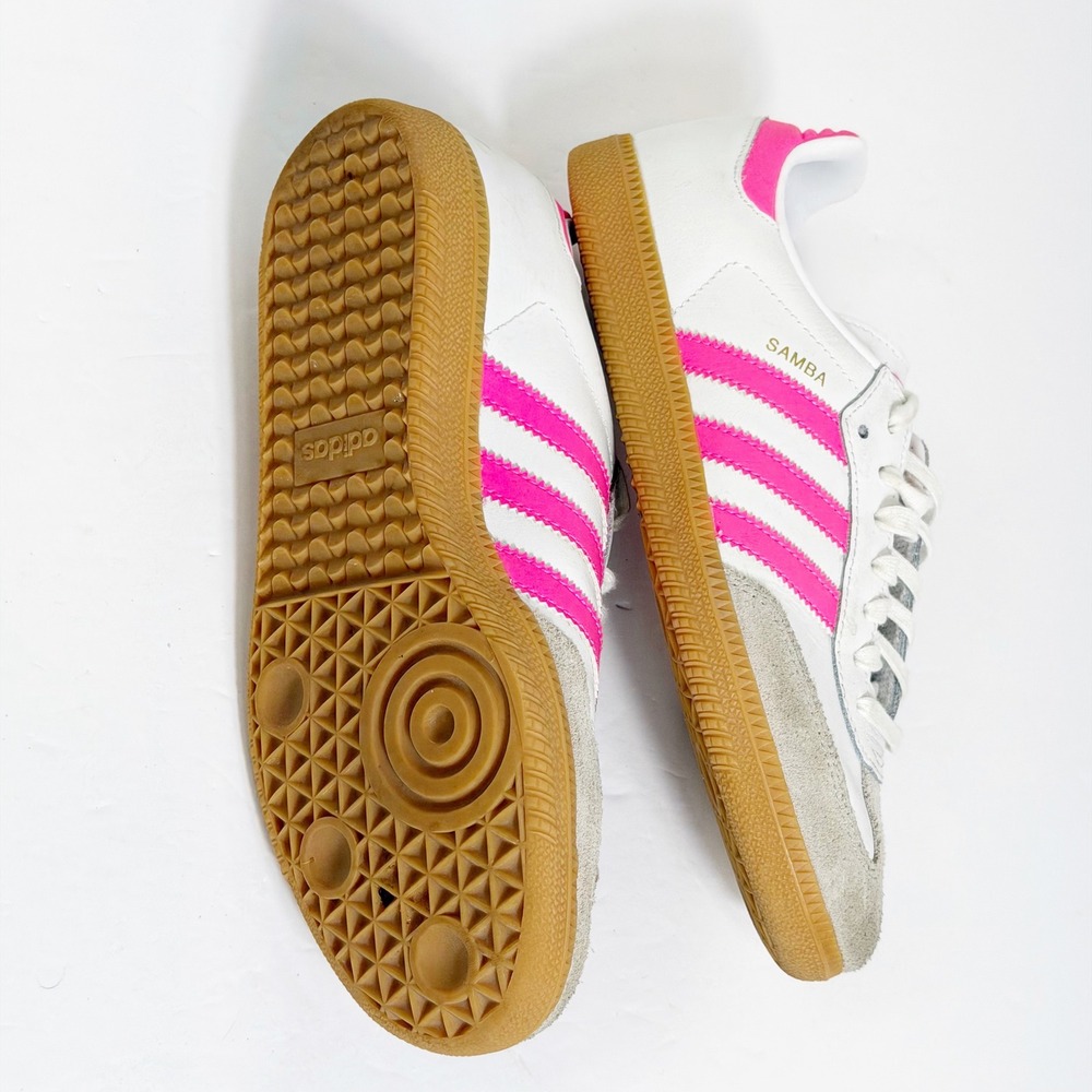 Adidas Samba OG Sneakers Girls 5.5 White Pink Gum Sole Low Top Shoes APH 281001 - Picture 4 of 5